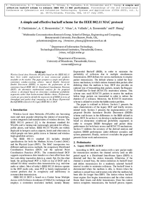 Pdf A Simple And Effective Backoff Scheme For The Ieee 80211 Mac