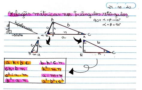 Resumo Das Relações Métricas Nos Triângulos Retângulos Resumo