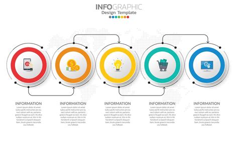 Timeline Infographic With 5 Colorful Border Circles 1266441 Vector Art