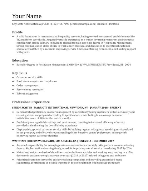 Waiterwaitress Resume Examples And Templates For 2024