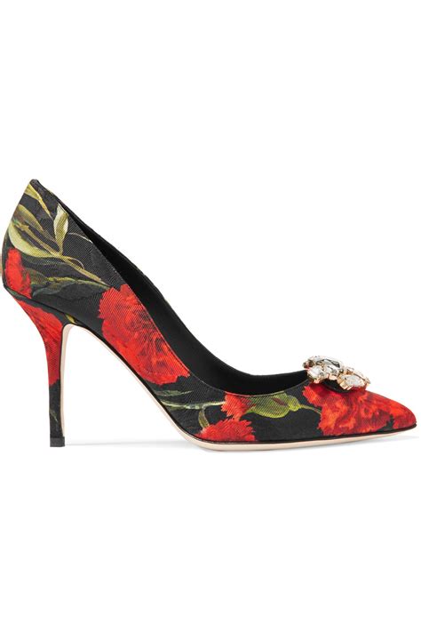 Dolce And Gabbana Embellished Floral Jacquard Pumps Modesens