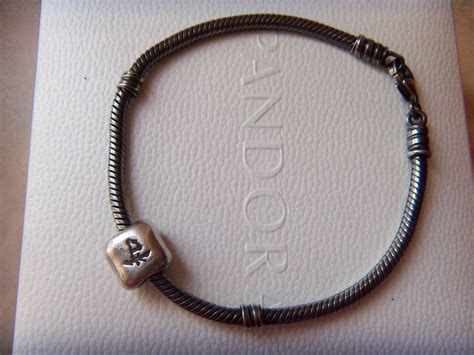 Vintage Authentic Pandora Sterling Silver Bracelet With Charm Symbol