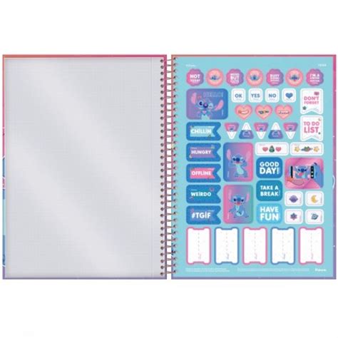 Caderno Universitario Materias Stitch Fls Foroni Papelaria Rainha