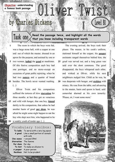 Oliver Twist English Esl Worksheets For Distance Learning And