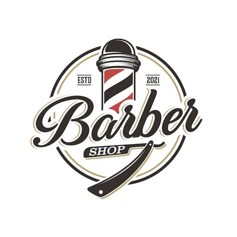 Modelo De Logotipo Vintage De Barbearia Vetor Premium