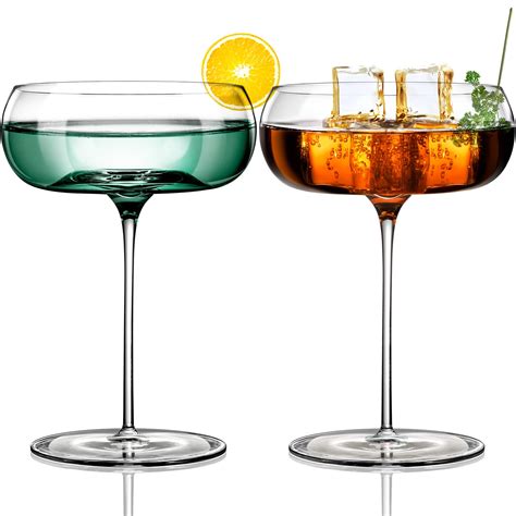 Buy LUNA MANTHA Cocktail Glasses Hand Blown Crystal Martini Glasses