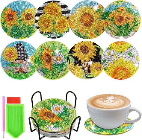 Amazon 8Pcs Diamond Painting Coasters Kits DIY Diamond Coasters