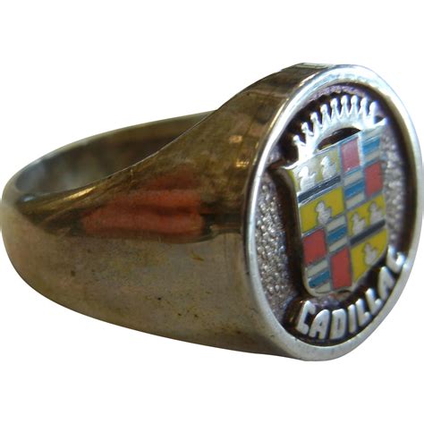 Fine Vintage Sterling Silver Medallion Ring Size 10 - Cadillac Logo from sylviasstore on Ruby Lane