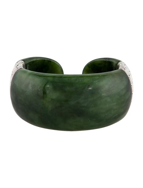 John Hardy Nephrite Jade Classic Chain Wide Silver Flex Kick Cuff