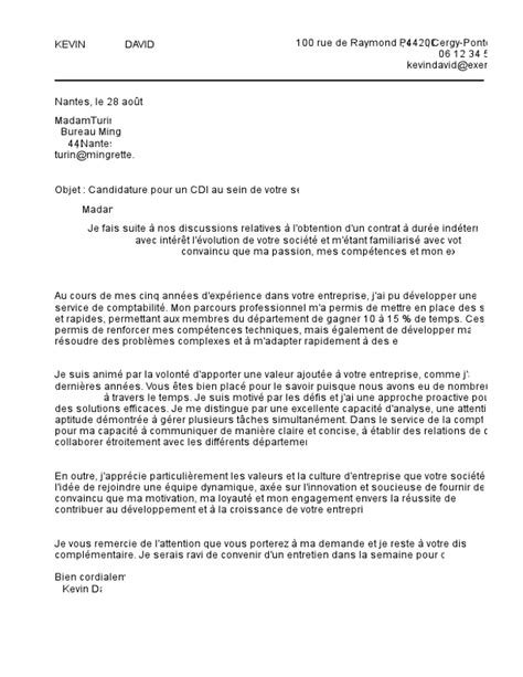 Lettre De Motivation Cdi Exemples Mod Les Moncvparfait