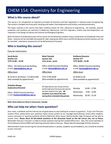 Chem Syllabus Syllabus For Chem What Is This Course About