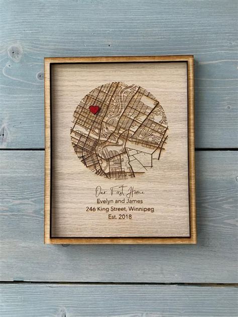 Customizable Memory Map Personalized Map Wood Framed Gift Etsy Light