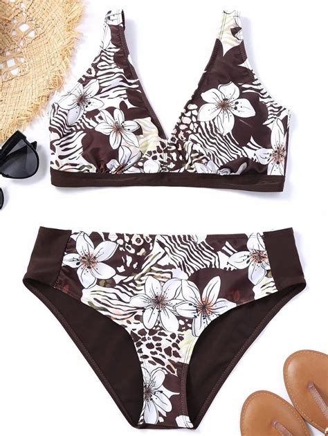 Sexy Push Up Bikini Swimwear Printed Flower European And New Split