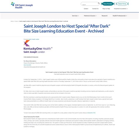 Saint Joseph London To Host Special “after Dark” Bite Size Learning