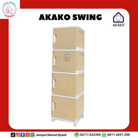 Jual Lemari Plastik AKAKO SWING Susun 4 Susun 5 Rack Rak Kaca Lemari