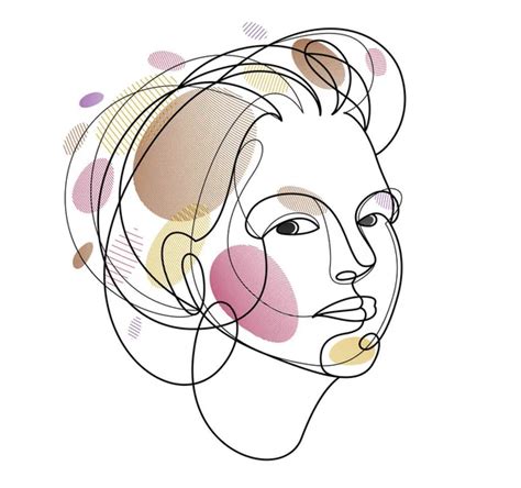 Beautiful Face Attractive Woman Vector Linear Drawing Sensitive