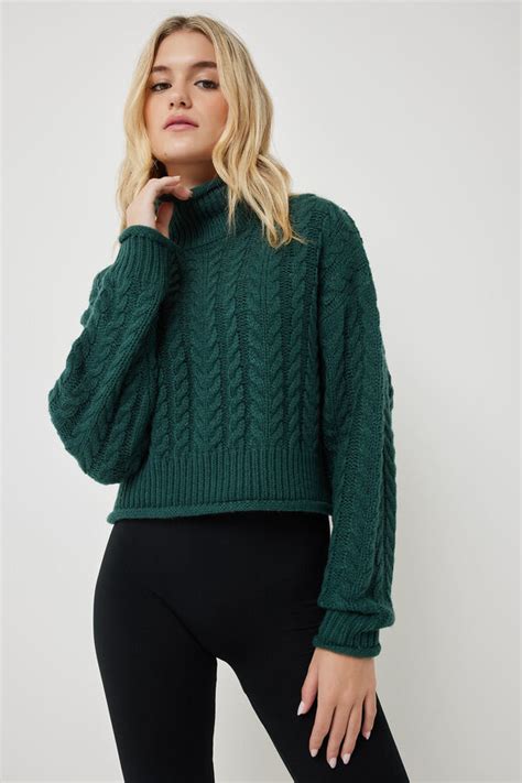 Mock Neck Cable Sweater Ardene