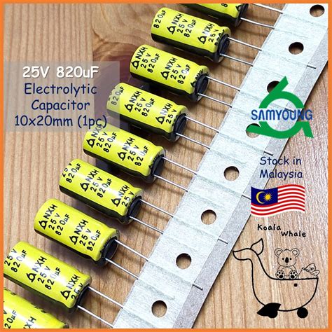 25v 820uf Electrolytic Capacitor Kapasitor Elco Samyoung 10x20mm Shopee Malaysia