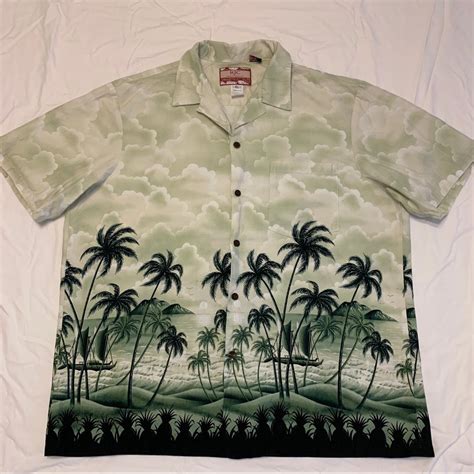 Rjc Green Palm Trees Aloha Hawaiian Shirt Sz Xl Gem