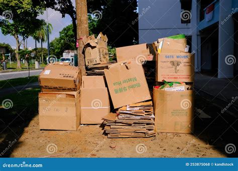 Piles Of Corrugated Cardboard Boxes Collection Some Flattened Stacked