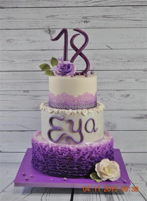 PURPLE AND RUFFLES 18TH BIRTHDAY CAKE | 18th birthday cake, 18th ...