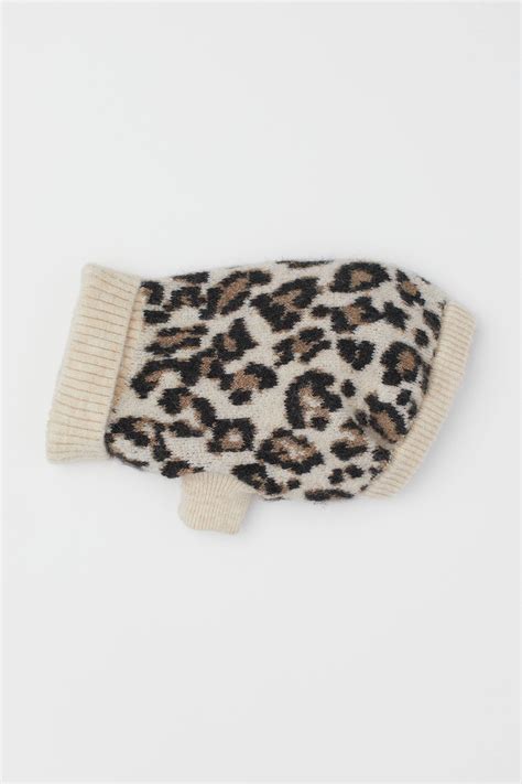 Jacquard Knit Dog Sweater Light Beigeleopard Print Ladies Handm Us