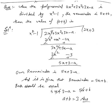 When The Polynomial 2x 3 3x 2 3x A Is Divided By X 2 1 The