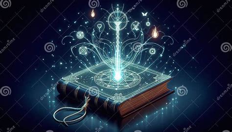 Glowing Ancient Spell Book Minimalist Illustration Stock Illustration