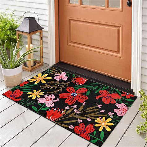 BLEUM CADE 18x30 inch Summer Floral Door Mat, Non-Slip Outdoor Welcome