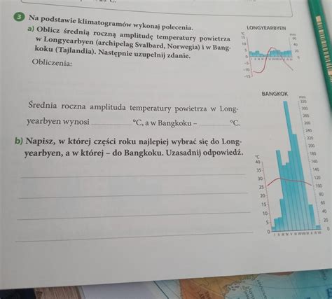 na podstawie klimatogramów wykonaj polecenie a Oblicz średnią roczną