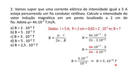 CAMPO MAGNÉTICO NO CONDUTOR RETILÍNEO E NA ESPIRA CIRCULAR EXERCÍCIOS