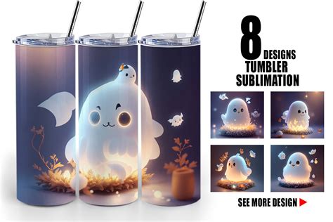 Tumbler 3D Cute Ghost Halloween Graphic By Artnoy Creative Fabrica