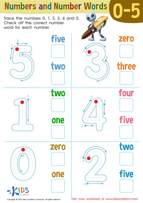 Free Printable Number Words Worksheet For Kids Pdfs