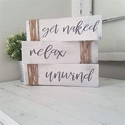 Farmhouse Bathroom Decor Get Naked Relax Unwind Rustic Twine Set