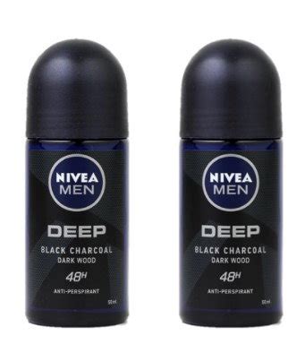 2 pieces NIVEA Men Deodorant Deep Black Charcoal Anti-Perspirant Roll ...