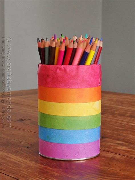 Rainbow Pencil Holder Can Crafts By Amanda