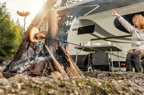 RV Camper Camping Pitch Campfire 24630062 Stock Photo at Vecteezy