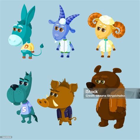 hewan  gaya kartun terisolasi hewan domestik domba kambing