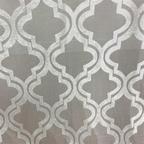 Fancy Trellis Cut Velvet Ivory White Sheer Curtain