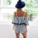 Sexy Off Shoulder Backless Flouncing Tassels Striped Sling Jumpsuits