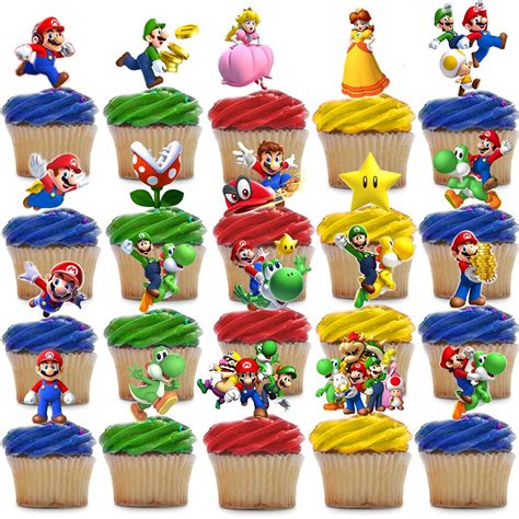 Buy Well Buy 50 Super Mario Cupcake Toppers Super Mario Cake Toppers