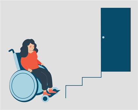 Woman With Disability Can T Climb The Stairs Without A Ramp Teenage