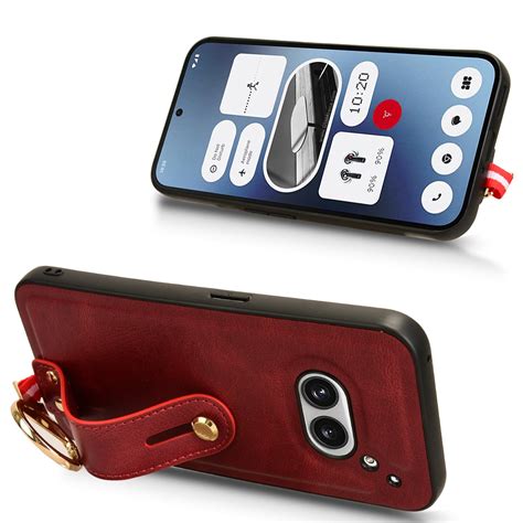 For Nothing Phone 2a Wristband Leather Back Phone Case Red