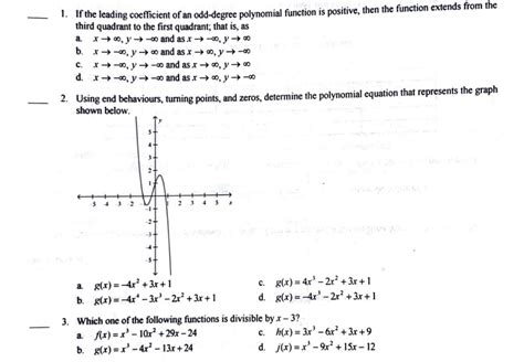 Solved 1 If The Leading Coefficient Of An Odd Degree