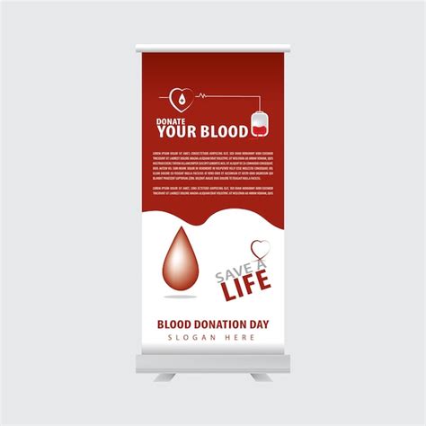 Premium Vector | Blood donation roll up banner template