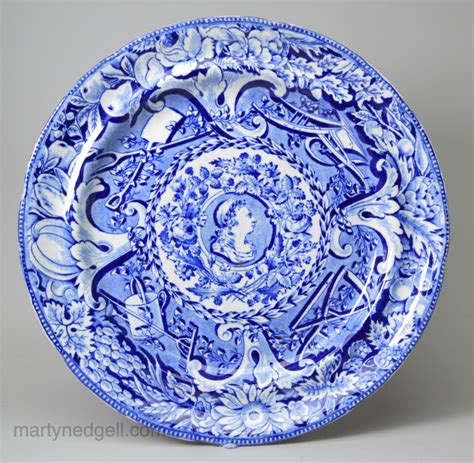 Commemorative Davenport Pearlware Pottery Plate Decorated With A Blue