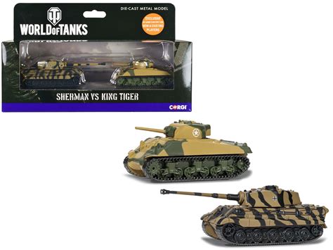 "World of Tanks" Versus Series American Sherman Tank vs German King Tiger Tank Set of 2 Pieces ...