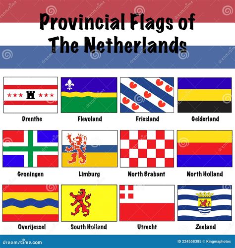 Provincial Flags Of Netherlands Holland Rectangle Vector Icon Set Stock Vector Illustration Of