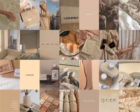 Beige Wall Collage Kit Nude Aesthetic Wall Collage Kit Tan Etsy