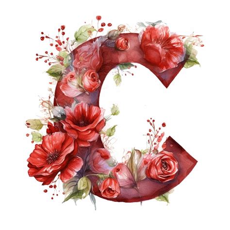 Premium Photo A Close Up Of A Letter C With Flowers And Leaves